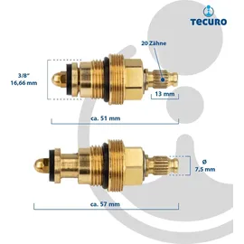 tecuro Universal Ventil Oberteil 3/8 Zoll Messing - Gold