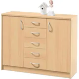 Kommode Standschrank Anrichte Sideboard Beistellschrank Holzkommode "Olli VII" Buche - Braun