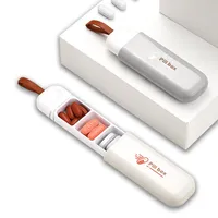 EUDUQ 2 Stück Mini Tablettenbox 1 Tag,3 Fächer klein Pillendose,tragbare Reise Pillen Organizer,Pillenbox klein für Unterwegs,BPA-freie Medikamentenbox für Vitamin Fischöl,Medikamente(Beige und Grau)