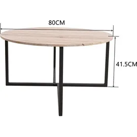 luxuskollektion Runder Couchtisch Schwarz Holz 88 x 44,5 cm