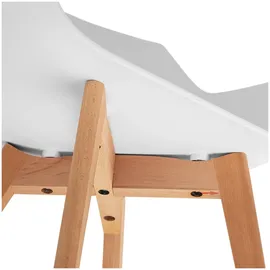 FROMM & STARCK Stuhl 2er Set Lehnstuhl weiß Kunststoff Holzbeine Buche bis 150 kg Designstuhl