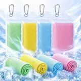 Kühltuch Set, Kühltücher Hals, Handtuch kühlend, Cooling Towel, Kühltücher Sport, Kühlendes Tuch, Eishandtücher für Fußball, Training, Ou... - Rosa/Grün/Gelb