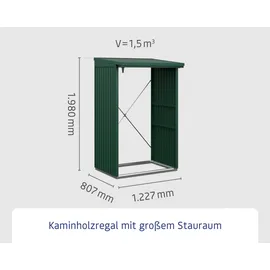 EcoStar Kaminholzregal Trend-V Typ 1 moosgrün