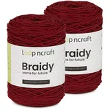 Makramee Garn 2er-Set Weinrot, Loopncraft, 2 X 2mm - 250m - 250g, Kettengarn, Braidy Garn, Recycling Garn