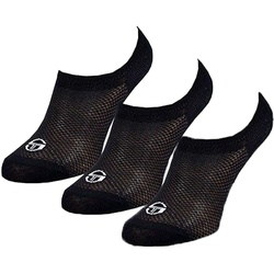 3 Paar Sergio Tacchini Invisible Footie Füßlinge kurze Socken Baumwoll-Strümpfe Schwarz - 39-42