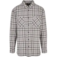 URBAN CLASSICS Oversized Check Langarmhemd Grey / Black S