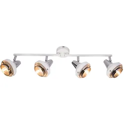 Retro Decken Leuchte Chrom Spot Strahler Leiste verstellbar Wohn Zimmer Beleuchtung weiß Design Lampe