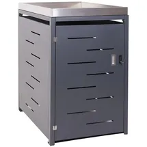 MCW 1er-Mülltonnenverkleidung MCW-H40, Mülltonnenbox, Pflanzkasten Edelstahl-Metall-Kombi 35kg 125x69x84cm erweiterbar