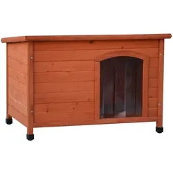 Hundehütte mit Kunststoffkappen Bungalow Natur 85x57x59 cm