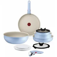 Tefal Ingenio Serenity Kochgeschirr-Set 11-teilig, Mineralia Antihaftversiegelung, platzsparend, stapelbar, für alle Herdarten, spülmaschinengeeignet, Calm Blue, L827SB04