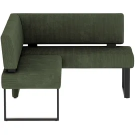 Home Affaire Eckbank HOME AFFAIRE "Oliver mit Metallgestell, Küchenbank", grün (dunkelgrün (castello 8641), schwarz), B:180cm H:89cm T:140cm, Holzwerkstoff, Massivholz, Polyester, Sitzbänke, Eckbank, verschiedene Bezüge Cord Esszimmerbank OTTOs Choice