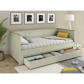 OTTO home Schubkasten OTTO HOME "ERIK " nur passend zum Daybed "ERIK", grün (olivegrün), B:185cm H:20,4cm T:64,3cm, Massivholz, Schubladen, Schubkasten, massive Kiefer, auf Rollen