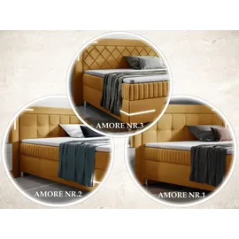 Fun Möbel Boxspringbett Schlafzimmerbett 160x200cm AMORE Nr.2 Beige inkl. LED-Beleuchtung - Beige