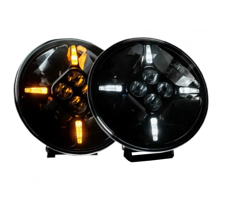 1 Stück LED-Dioden-Halogen-Scheinwerfer mit DRL (weiß-gelb), Ø 218 mm, 12–24 V, 120 W, Dark Knight, für Jeep, Lkw, Traktor, Bagg