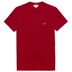 Lacoste T-Shirt Crew-Neck T-Shirt mit aufgesticktem Krokodillogo rot M