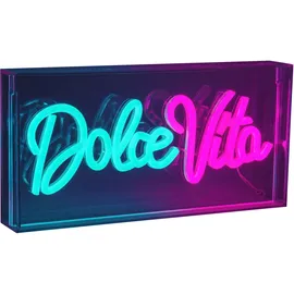 NÄVE LED Dekolicht "DOLCE VITA", transparent, 1, H: 15cm, 1 Stk., Leuchten, Schriftzug beleuchtet blau rot, Tisch- Wandfunktion, transparent, USB