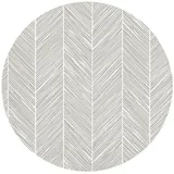 OnlyWow Badematte Klassisch - Fischgrätenmuster - Grau, Höhe 10 mm, Polyester, Rund, Badezimmerteppich, Badteppich, Rutschfest, Badvorleger, Waschbar grau Rund | 70 cm x 70 cm x 10 mm