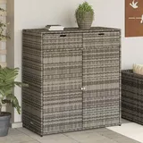 Mokuyary Gartenschrank Grau 105x55x113 cm Poly Rattan Outdoor Schrank Rattan Gartenschrank Balkonschrank Beistellschrank für Pool
