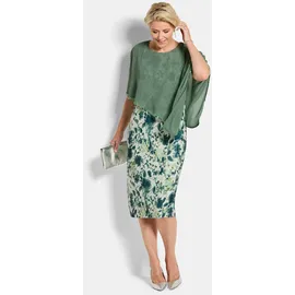 GOLDNER Cocktailkleid mit Chiffonüberwurf Grün/Weiß 19