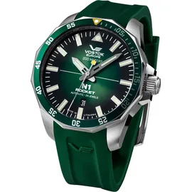 Vostok Europe N1 Rocket Automatik 20 ATM SII NH35A Datum Herrenuhr mit Lederband, 225a710 - Grün/Grün, Armband