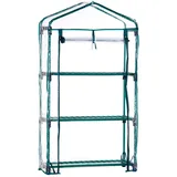 Gardiun Gewächshaus PVC/Stahl Gardiun Leaf I 3 Regalböden, 69 x 49 x 130 cm, grün mit Tür mit Reißverschluss