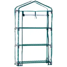 Gardiun Gewächshaus PVC/Stahl Gardiun Leaf I 3 Regalböden, 69 x 49 x 130 cm, grün mit Tür mit Reißverschluss