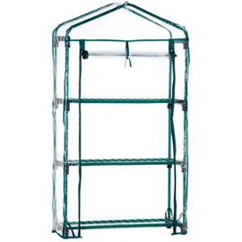 Gardiun Gewächshaus PVC/Stahl Gardiun Leaf I 3 Regalböden, 69 x 49 x 130 cm, grün mit Tür mit Reißverschluss
