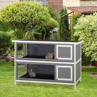 PawHut Kleintierstall 136,4 x 93 x 50 cm Grau