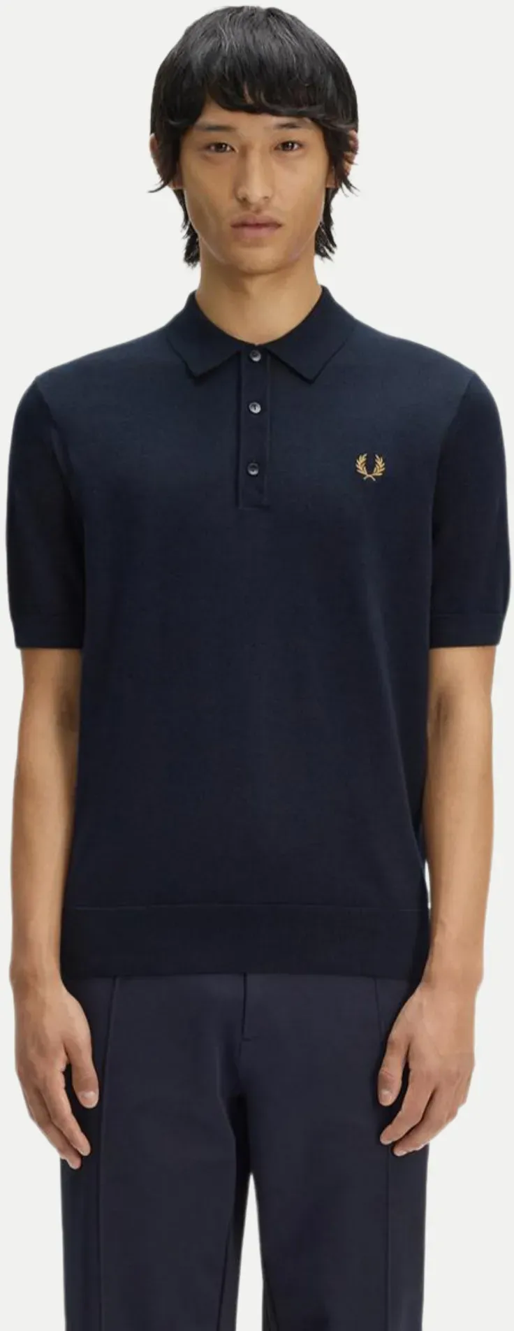 Strick-Poloshirt Schwarz S