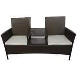 furnicato Gartenbank Gartensofa 2-Sitzer mit Teetisch Poly Rattan Braun (1-St) braun