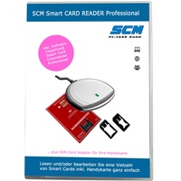 SCM Smart Card Reader Professional - Kartenleser Plus Software zum Lesen diverser Smart Cards/Handy SIM Leser inkl. Adpater Mini Micro Nano SIM