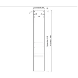 Pelipal 4005 Hochschrank 30 x 168 cm Polarweiß Hochglanz MDF