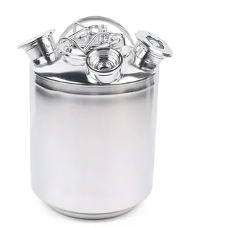Futchoy 3-Kopf Reinigungstank Edelstahl, 10L Reinigungsbehälter für Bier, Zapfanlage Reinigungsset Bierfass mit Deckel, Bierreinigungsfass mit 30cm Fass Speer Länge