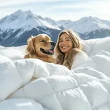 GDFP Daunendecke 155x220 Winter, 90% Daunen und 10% Federn, Maschinenwäsche, Bettdecke 155x220 Daunen, Wärmeklasse: warm, Füllgewicht 1200g, Öko-Tex, Weiß