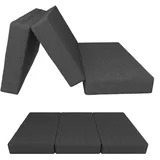 POKAR Klappmatratze 3-teilige Faltmatratze Camping Matratze Gästematratze Feldbett Klappbett Gästebett Bodenmatratze Schlafmatratze 140 x 195 x 15 cm, Anthrazit