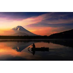 Fototapete PAPERMOON "See in Landschaft", bunt, B:3,50m L:2,60m, Vlies, Tapeten
