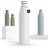 LARS NYSØM Edelstahl Trinkflasche 350ml, 500ml, 750ml, 1L, 1 5 liter | Thermosflasche Kohlensäure geeignet | Auslaufsichere Wasserflasche für Sport, Outdoor, Schule (Pure White, 1000ml)