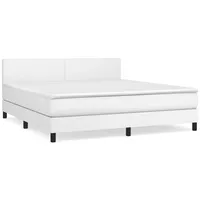 VidaXL Boxspringbett mit Matratze Weiß 160x200 cm Kunstleder