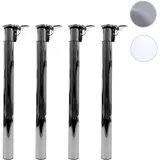 Mendler 4er-Set Tischbein HWC-H35 für Schreibtisch Tischfuß klappbar Drehmechanismus höhenverstellbar 70-110cm ~ Edelstahl-Optik