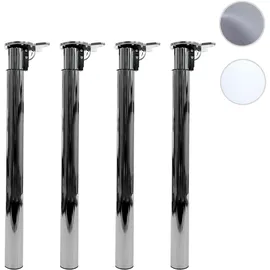 Mendler 4er-Set Tischbein HWC-H35 für Schreibtisch Tischfuß klappbar Drehmechanismus höhenverstellbar 70-110cm ~ Edelstahl-Optik