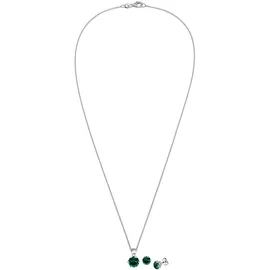 Elli Schmuckset Damen Basic Edel Elegant mit Kristalle Grün in 925 Sterling Silber