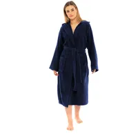 CICK Frottee-Bademantel und Bademantel mit Kapuze, 100% ägyptische Baumwolle, Frottee-Bademantel für Damen und Herren, navy, L/X-Large - L-XL