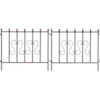 Estexo Schmuckzaun Metallzaun Gartenzaun 72x67 cm Zaunelemente 2er Set erweiterbar Rost