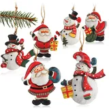 COM-FOUR 6X Metallanhänger für den Weihnachtsbaum Christbaumschmuck aus Metall - Weihnachtsdeko mit Schneemann und Weihnachtsmann (6 Stück - Santa + Schneemann - groß)