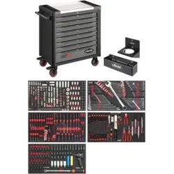 VIGOR Werkstattwagen SeriesXL, Edelstahl-Arbeitsplatte, mit Sortiment, V4481-X/466, 466-teilig