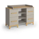 VitaliSpa Wickelkommode Malia, Cashmere-Eiche, 133 x 108 cm XL mit 4 Schubladen