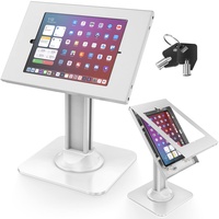 AboveTEK Diebstahlsicheres iPad Ständer POS iPad-Sicherheitsständer & abschließbarer Tablet Ständer Schwere Basis, 360° Drehung, 75° Neigungswinkel - für iPad/iPad Air/iPad Pro(Weiß)