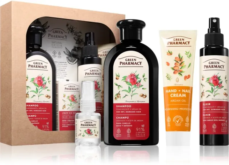 Green Pharmacy Argan Oil & Pomegranate Set Geschenkset für extrem trockenes Haar