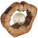 GLOBO LED Solarleuchte Baumscheibe Holzoptik braun, Kunststoff , 1x led warmweiß, LxBxH