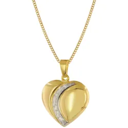 trendor 68200 Damen Herz-Anhänger Gold 333 Bicolor mit vergoldeter Silberkette, 45 cm